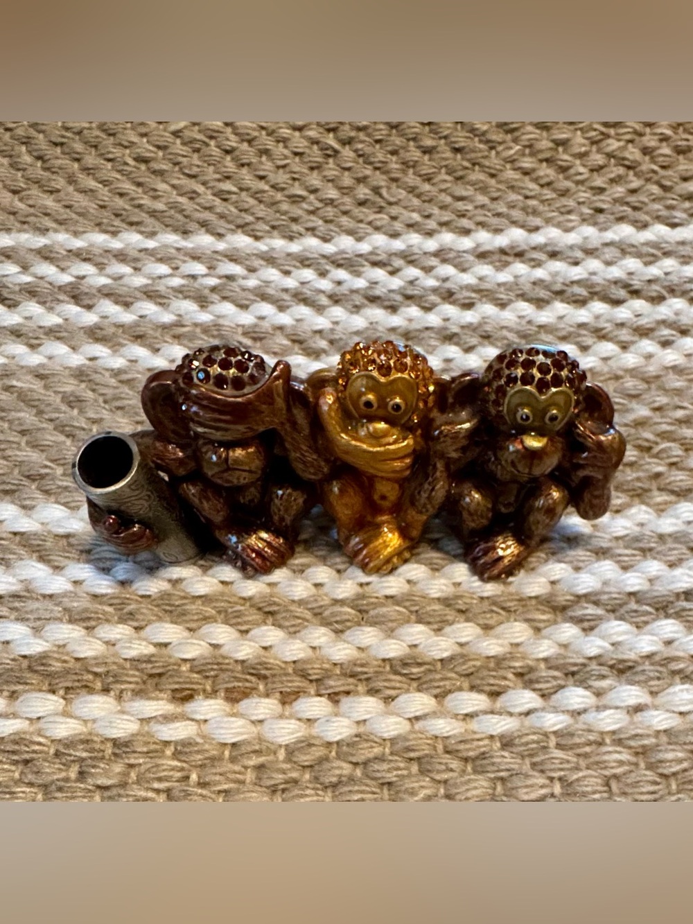 Three Wise Monkeys Figurine Set in Metallic Bronze
